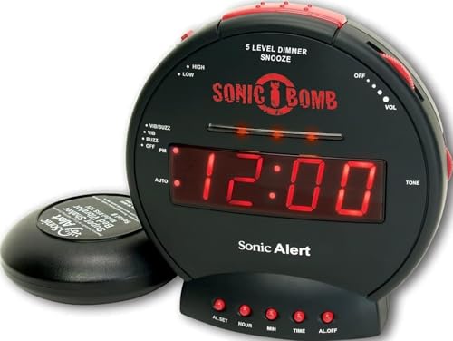 Sonic Bomb Dual Extra Loud Alarm Clock with Bed Shaker Black | Sonic Alert Vibrating Alarm Clock Heavy Sleepers Battery Backup | Wake with a Shake product thumbnail 8