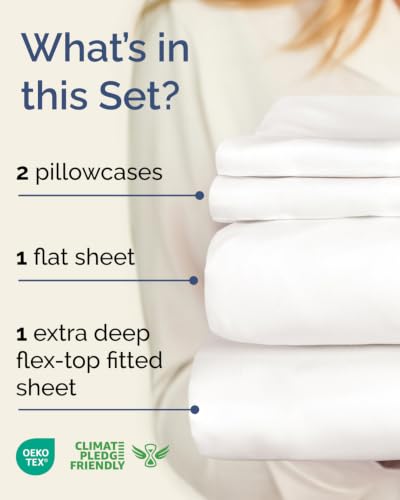 Image of Flex Top Split Head King Sheet Set - 4 Piece Extra Deep - Antique White