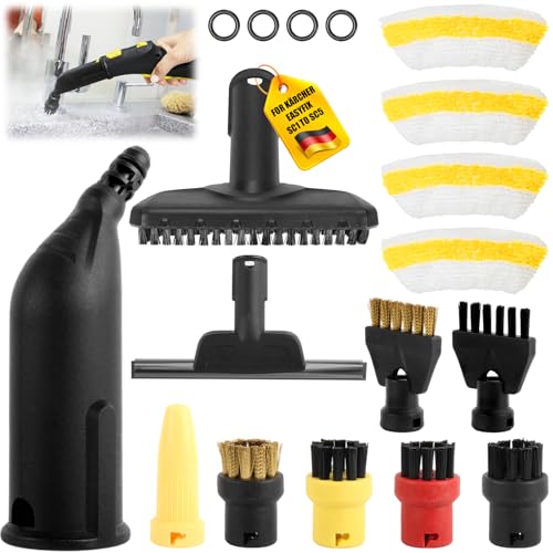 Kit de 18 Accessoires pour Nettoyeur Vapeur Kärcher EasyFix SC1 SC2 SC3 SC4 SC5 - Inclus Buses, Brosses, Raclette & Chiffons Microfibre - Nettoyage Sols,...