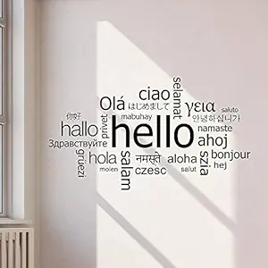 Gadgets Wrap Hello in Different Languages Wall Decal Office Welcome Vinyl Wall Sticker Decor Living Room