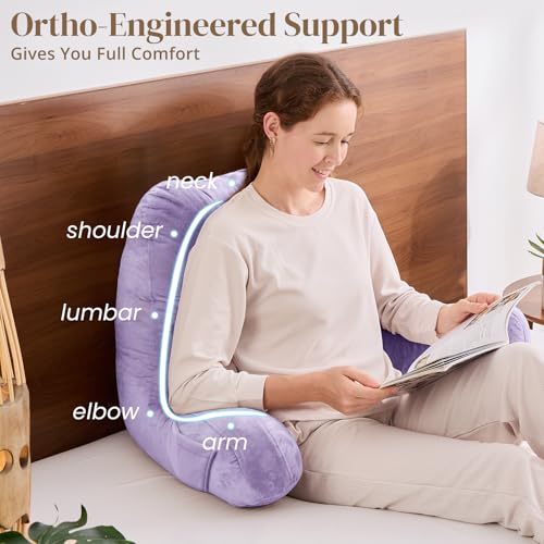 Image of Sasttie Reading Pillow for Bed, Back Pillow for Sitting Up, Lavender