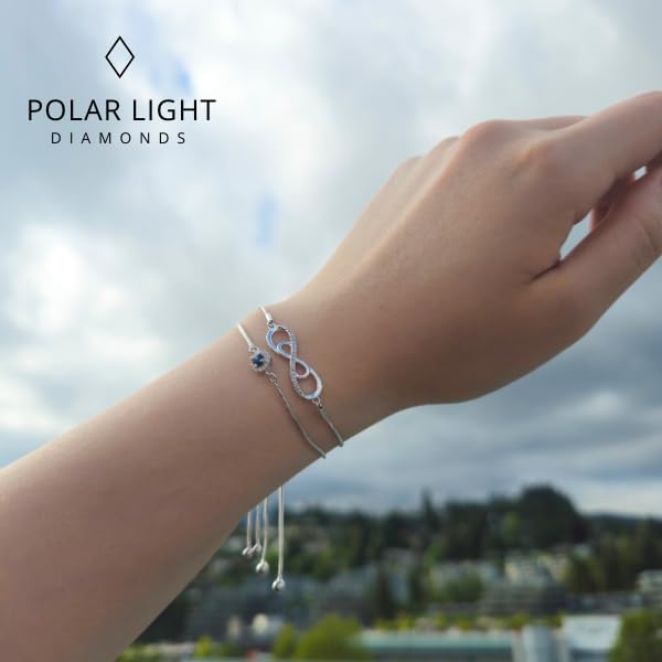 Image of Polar Light Signature Canadian Diamond Charm Bracelet in .925 Sterling Silver - Choice of Rolo or Paperclip Style Chain