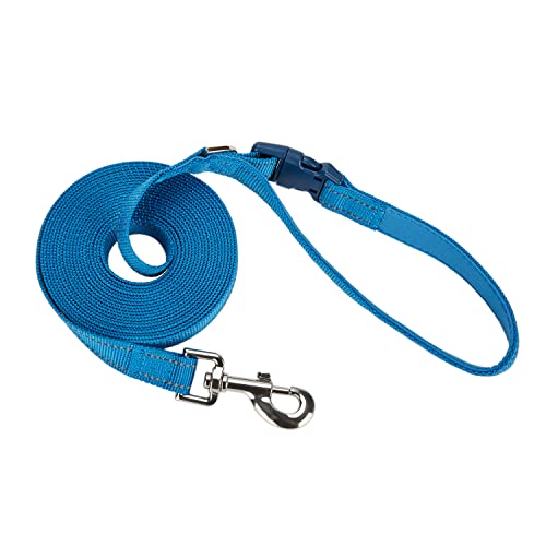 Petiry Long Dog Training Lead 5m,Reflective Strong Nylon Obedience Extra Long Line Leads For Recall,Soft Padded Handle with Buckle,Blue