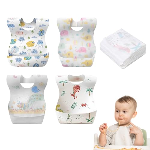 Cerioll 20 Baberos Impermeables Monolítico, Baberos Desechables para Bebés Recién Nacidos, Babero Desechable para Bebé 0-3 Años, Babero Desechable para Casa, Viaje, Vacaciones