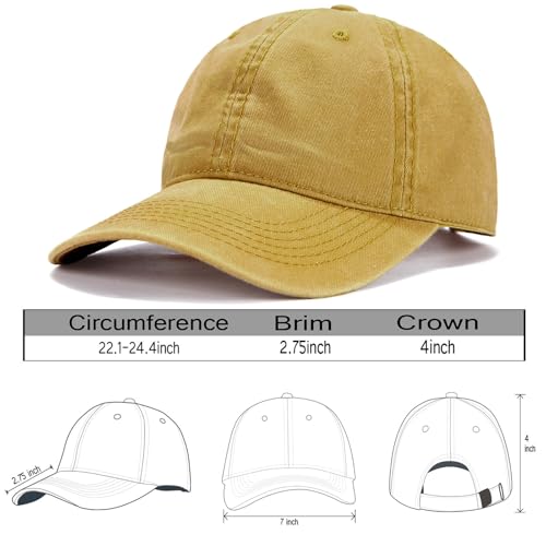 Image of Edoneery Men Women Baseball Cap-Low Profile Adjustable Washed Cotton Golf Dad Hat