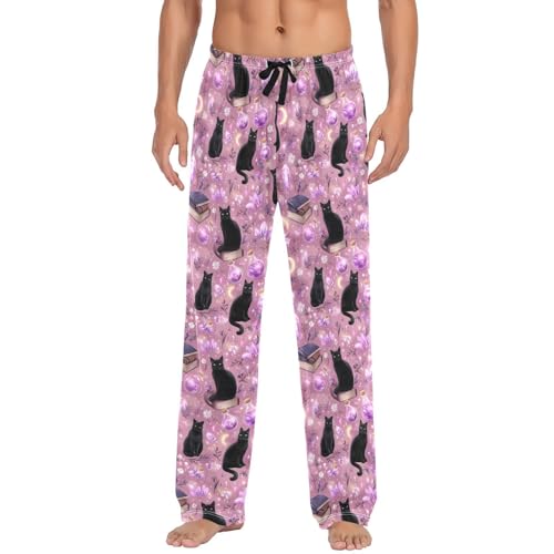 Mens Pajama Pants Crystals Moon Cats Pajama Bottoms Lightweight Pajama Pants Basics Sleep Pajama Lounge Pant2