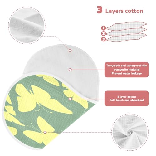 Kigai Yellow Butterfly Burp Cloths for Baby 4-Layer Cotton Muslin Burping Cloths 22x11 inch Super Soft & Absorbent Spit Up Burp Rags for Newborn Boys Girls 1 Pack3