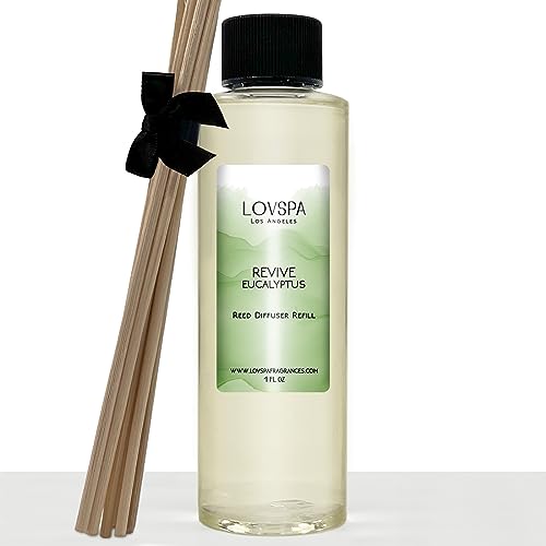 Lovspa Revive Eucalyptus Reed Diffuser Oil Refill With Replacement Reed Sticks | Eucalyptus Essential Oil, Sage, Bamboo, Citrus And Mint. | 4 Oz | Made In The Usa #TOP19