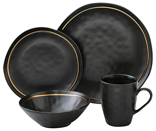Stone Lain Clara 16-Piece Dinnerware Set Porcelain, Black #TOP17