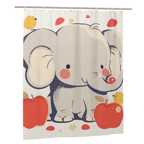 Rideau de douche éléphant en polyester imperméable avec ses 12 crochets inclus