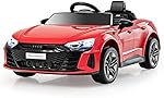 INFANS 12V Kids Ride On Car, Licensed Audi RS e-tron GT Electric Vehicle with Remote Control, Toddlers Battery Powered Toy with 4 Wheels Suspension, LED Headlight, Music, MP3, USB, TF Port (Red)
