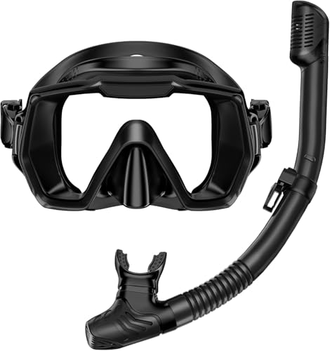 Hydomi Schnorchelset Erwachsene Anti-Fog Taucherbrille mit 180° Panorama Sichtfeld, Dry Top Schnorchel 3-Kanal System, Auslaufsichere Tauchmaske aus gehärtetem Glas für Tauchen Schwimmen., 15.19 €