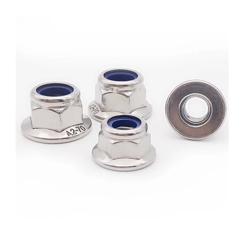 2/10X M3 M4 M5 M6 M8 M10 M12 Black Carbon 304 A2-70 Stainless Steel Hex Flange Nylon Insert Lock Nut Self-Locking Nylock Locknut ICXLPMC(Black Carbon Steel,M4 10pcs)