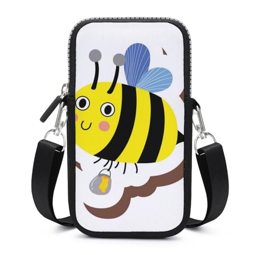 Sacoche bandoulière téléphone au design abeille élégant avec étui portefeuille compact