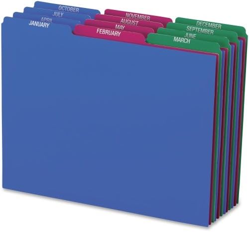 File Guide,1/3 Cut Top Tab,Monthly,LTR,Poly,25/ST,AST, Sold as 1 Set
