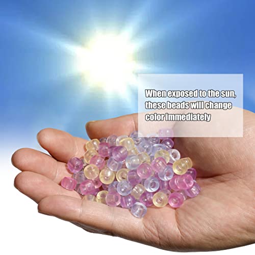 image for Auvoau 1000Pcs UV Pony Beads Bracelet, 9mm Solar Magic Beads, Color Ch
