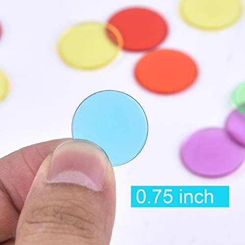 Coopay 900 Pieces Counters Counting Chips Plastic Markers Mixed Transparent Colors For Bingo Chips Game Tokens, Contain White, Blue, Green, Yellow, Red, Purple Colors #TOP3
