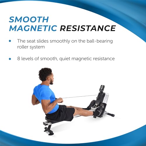 Image of Stamina Magnetic Rower - Rower Machine with Smart Workout App - Rowing Machine with Magnetic Resistance for Home Gym Fitness - Up to 250 lbs Weight Capacity