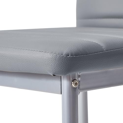 Panana Set of 6 Modern Dining Chairs, Kitchen Chair Leather with Solid Metal Legs andThick Padded Seats (Grey) - Image 6