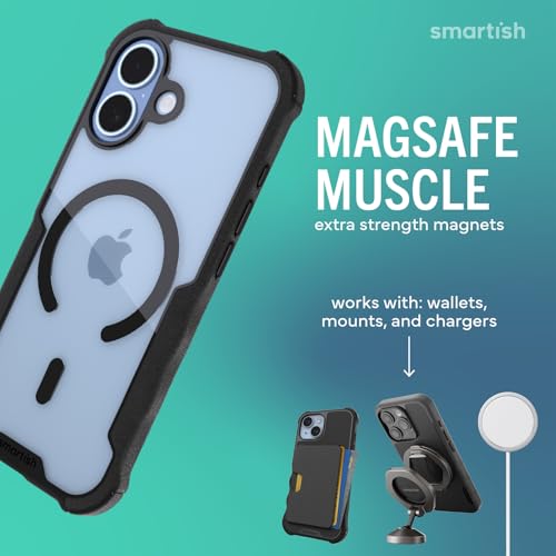 Image of Smartish iPhone 17 MagSafe Case - Gripzilla Protective Magnetic Case for Men [Rugged + Tough] Military Grade Heavy Duty Grip Armor - Drop Tested for Apple iPhone 17 - Clearly Black