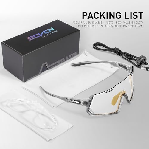 SCVCN Photochromic Cycling Glasses Sports Sunglasses Men Women Clear Bicycle MTB UV400 Protection Running Mountain Bike Baseball Biking Goggles Riding BMX Fishing Riding Golf Driving Softball 10 - image 6