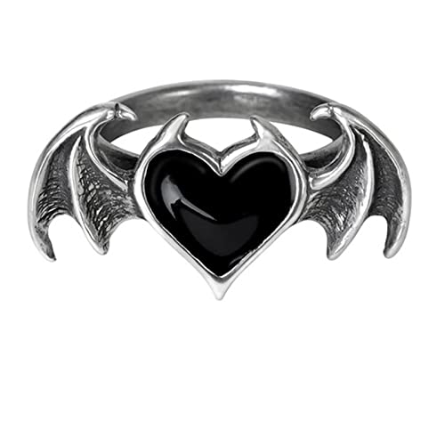 Gothic Vampire Bat Heart Wing Ring Halloween Angel Devil Wings Open Ring Punk Love Demon Peach Band Ring Adjustable Arrow Dragon Wing Statement Rings for Women Men Party Jewelry