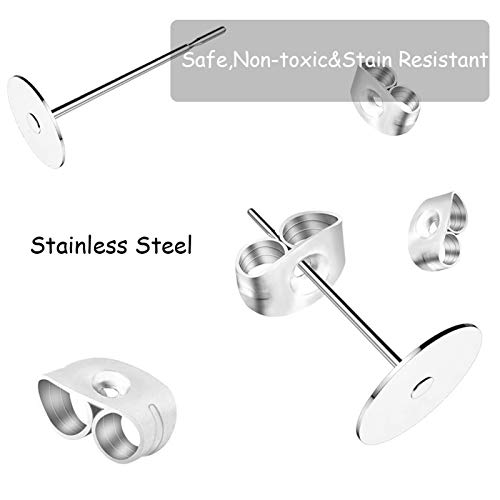 image for Huucky 450PCS Earring Posts Stainless Steel Flat Pad,Hypoallergenic St