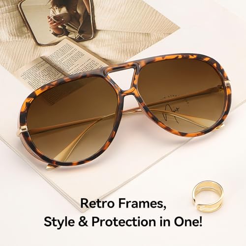 Dollger Oversized Aviator Sunglasses for Women Trendy Retro Large Frame Designer Ladies Shades Sunglasses2