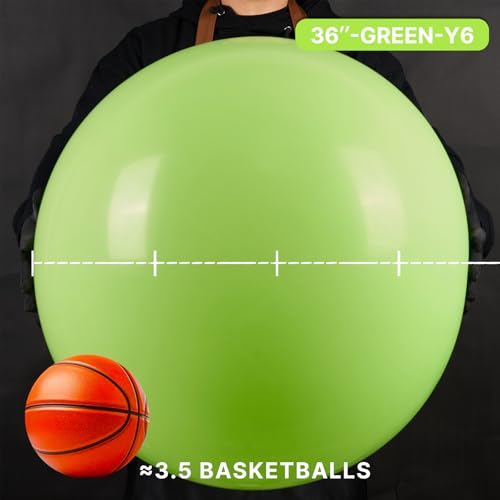 Image of PartyWoo Lime Green Balloons 4pcs 36 Inch Light Green Latex Helium Balloons for Graduation Wedding Baby Shower Anniversary Birthday Dinosaur Jungle Golf Football Theme Party Decorations Green-Y6