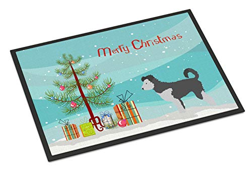 Caroline's Treasures BB8459MAT PUMI Christmas Doormat 18x27 Front Door Mat Indoor Outdoor Rugs for Entryway, Non Slip Washable Low Pile, 18H X 27W