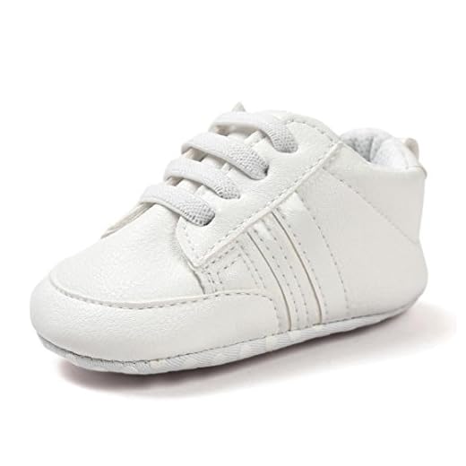 Zapatos De Bebé Botines Zapatillas Deportivas para bebés recién Nacidos Primeros Pasos Zapato de Cuero Antideslizante Inferior Suave Infantil para niños pequeños (Blanco, Tamaño:0-6Mes)