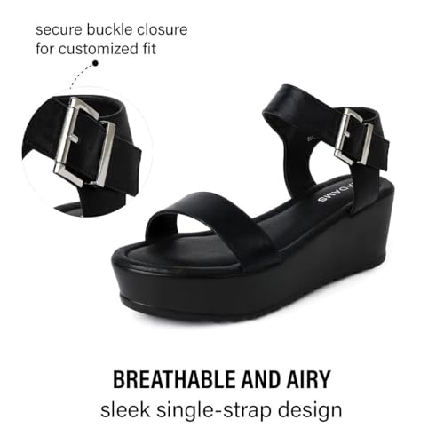 J.Adams Surf Platform Sandals – Women's Open Toe Chunky Low Mid Heel Wide Summer Block Flatform Espadrille Wedge – Comfortable Casual Walking Vegan Jelly Flat Shoes with Adjustable Ankle Strap and Lug Sole3