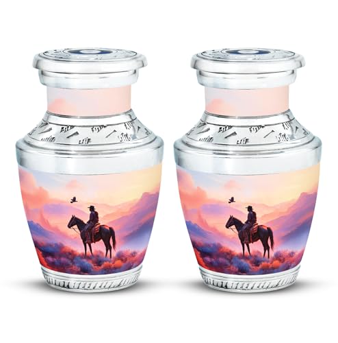 Image of Cowboys Urn Keepsake Urn for Adult Human 3 Inch 2 Qty | Burial for Ashes Memorial Urns for Adult Male & Female