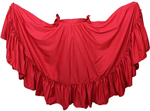 Trade MX Folkloric Mexican, Flamenco, Bomba y Plena and Belly Dance Skirts for Women and Girls (Choose Size and Color) Red