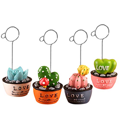 Kapmore 4PCS Table Card Holder Simulated Potted Plant Photo Clip Stand Place Card Holder Number Holder