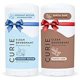 Curie Natural Deodorant for Women - Coconut Nectar + Santal Sage - Aluminum Free, Clean, Sustainable, Vegan Paraben Free (2pk)