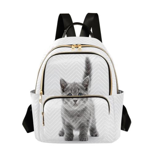 Sac à dos grande capacité chat gris yeux bleus voyage décontracté