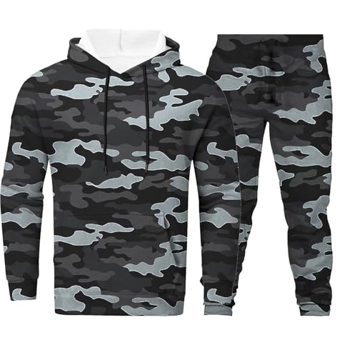 Duohropke Trainingsanzug Herren Camouflage Jogginganzug Camo Druck Hoodie und Baggy Hosen 2-Teilig Tracksuit Oversize Streetwear Y2K Hausanzug mit Kapuze Freizeitanzug Set Militär Tarnanzug Duohropke Trainingsanzug Herren Camouflage Jogginganzug Camo Druck Hoodie und Baggy Hosen 2-Teilig Tracksuit Oversize Streetwear Y2K Hausanzug mit Kapuze Freizeitanzug Set Militär Tarnanzug