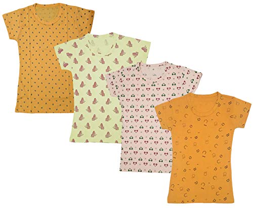 Image of indi weaves Girls Half Sleeve Cotton Printed T-Shirts Pack of 4