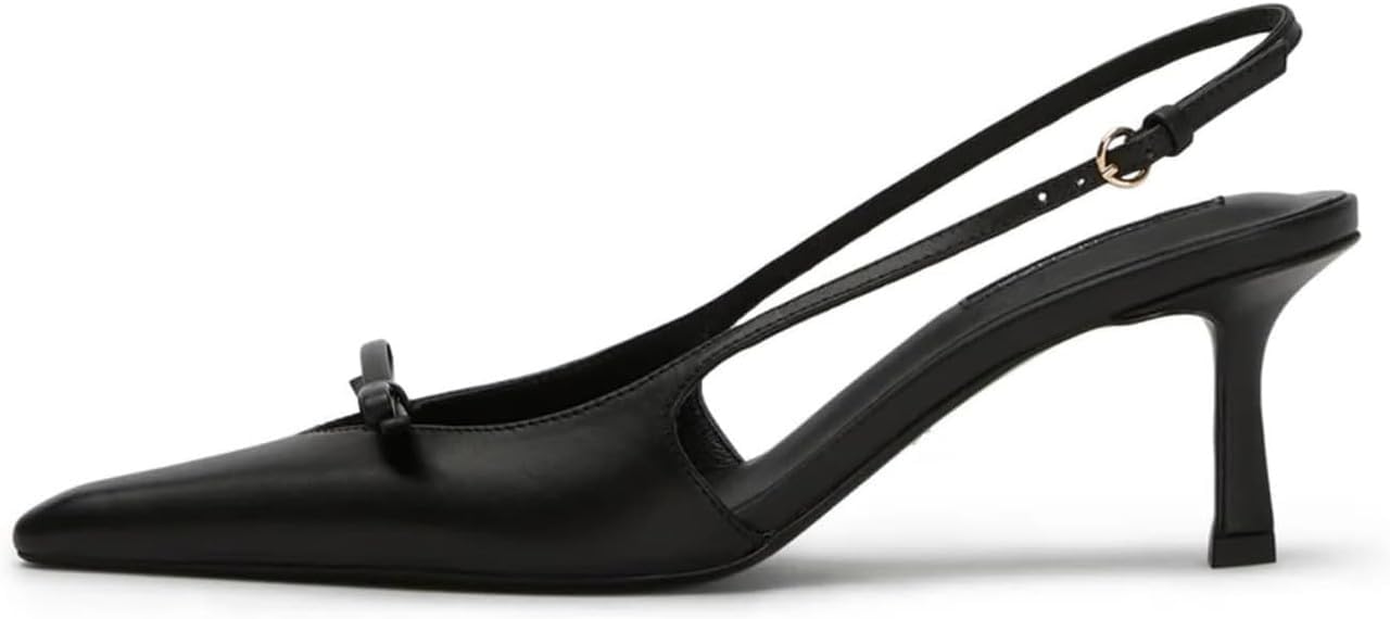 MAVMAX Slingback Heels for Women Kitten Heels with Bow Pointed Close Toe Pumps Dress Party Heeled Sexy Wedding Shoes