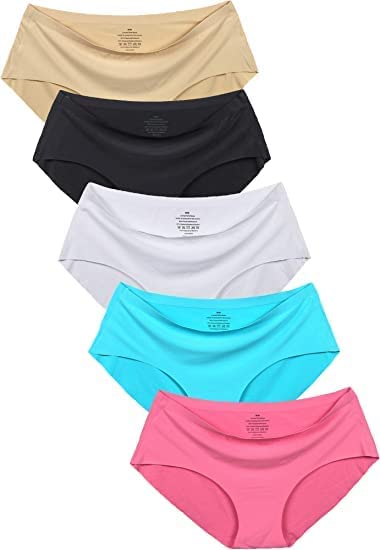 shaperx Women/Girls Seamless Ice Silk Invisible No Show Laser Cut Hipster Underwear Medium Waist Soft and Breathable Panty Set Pack of 5-picture-44