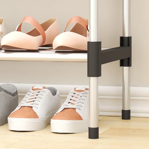 Image of 5-Tier Shoe Storage Rack | Space-Saving Free-Standing Shoe Organizer | Durable Metal Frame with Open Shelves | Ideal for Entryway, Closet, Bedroom fvewv (Simple)