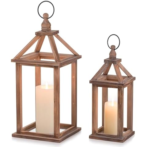 Romadedi Farmhouse Wooden Lantern Set Cover