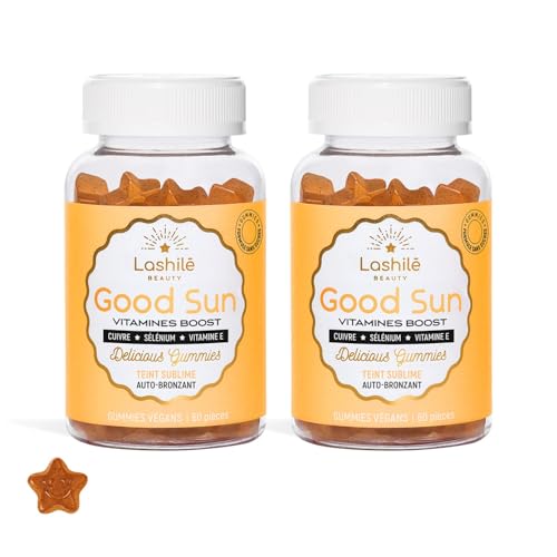 Lashilé Beauty - Complementos Alimenticios - Autobronceador, preparador y tono bronceado - Good Sun Vitamines - Eficacia probada - Fabricado en Francia - Vitaminas E y A, Betacaroteno - 120 Gummies