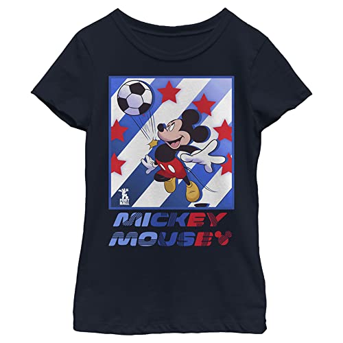 Disney Characters Mickey Football Star Girl's Solid Crew Tee