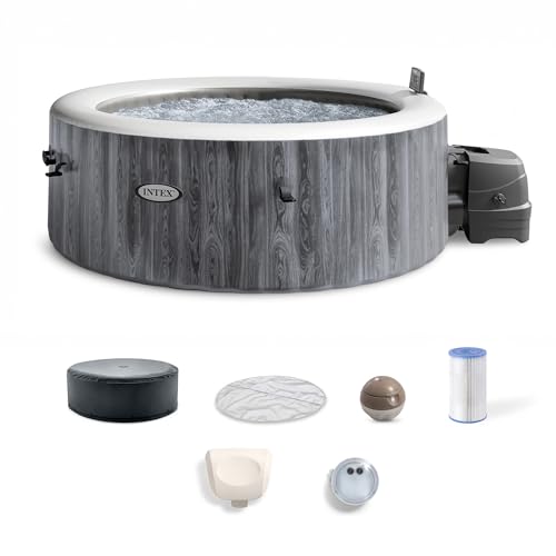 Image of INTEX PureSpa 4 Person Inflatable Hot Tub with Energy-Efficient Spa Cover