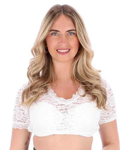 Dirndl Blouse Women with V-Neck - Leni - Soft Fabric - for Oktoberfest - Short Sleeved