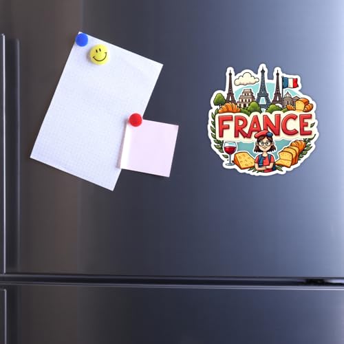 Image of Naxon France Country Theme Souvenir Wooden Refrigerator Stylish Fridge Magnet - Fridge Decoration Magnet for Kitchen & Home Decor | Perfect Souvenir Gift | Size 3x3 Inches | Pack of 1