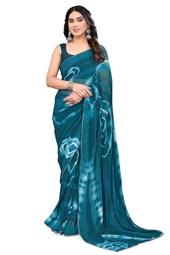 Image of MIRCHI FASHION Women Saree Shibori Print Chiffon | Elegant Festive and Functional Sari for All-Day Comfort with Matching Blouse