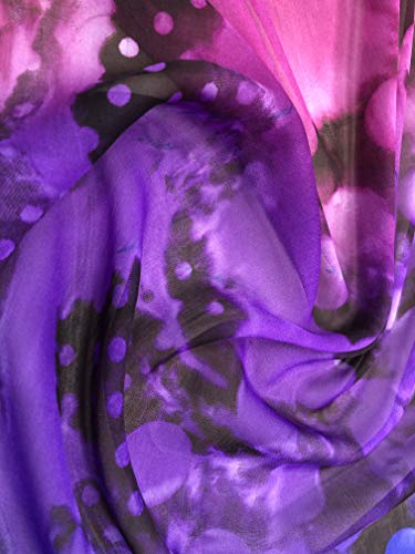 Elu Scarfs For Women Shawl Wrap - Lightweight In Silk Satin Chiffon Cotton Wool All Season Head/Neck Scarf Spring Summer Fall Winter Autumn Women's Fashion Scarves (Poly Tiedye Purple) #TOP4
